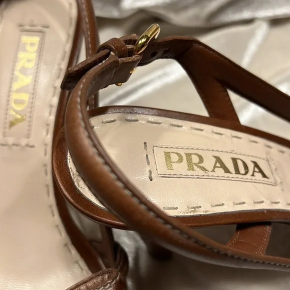 PRADA leather strap heels